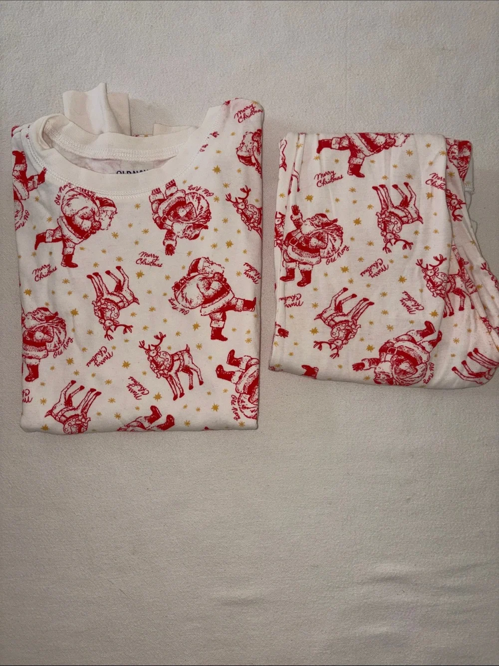 Old Navy Santa Long John pajamas Christmas PJs kids XL 12